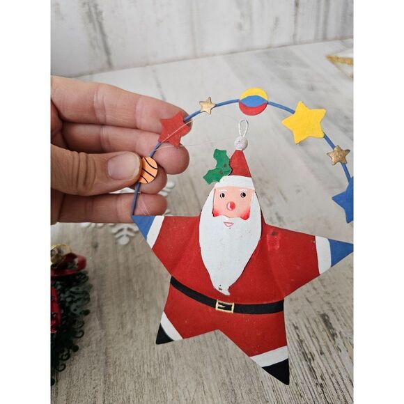 Metal wreath Santa star snowflake Bell ornament Xmas set green - Picture 6 of 9